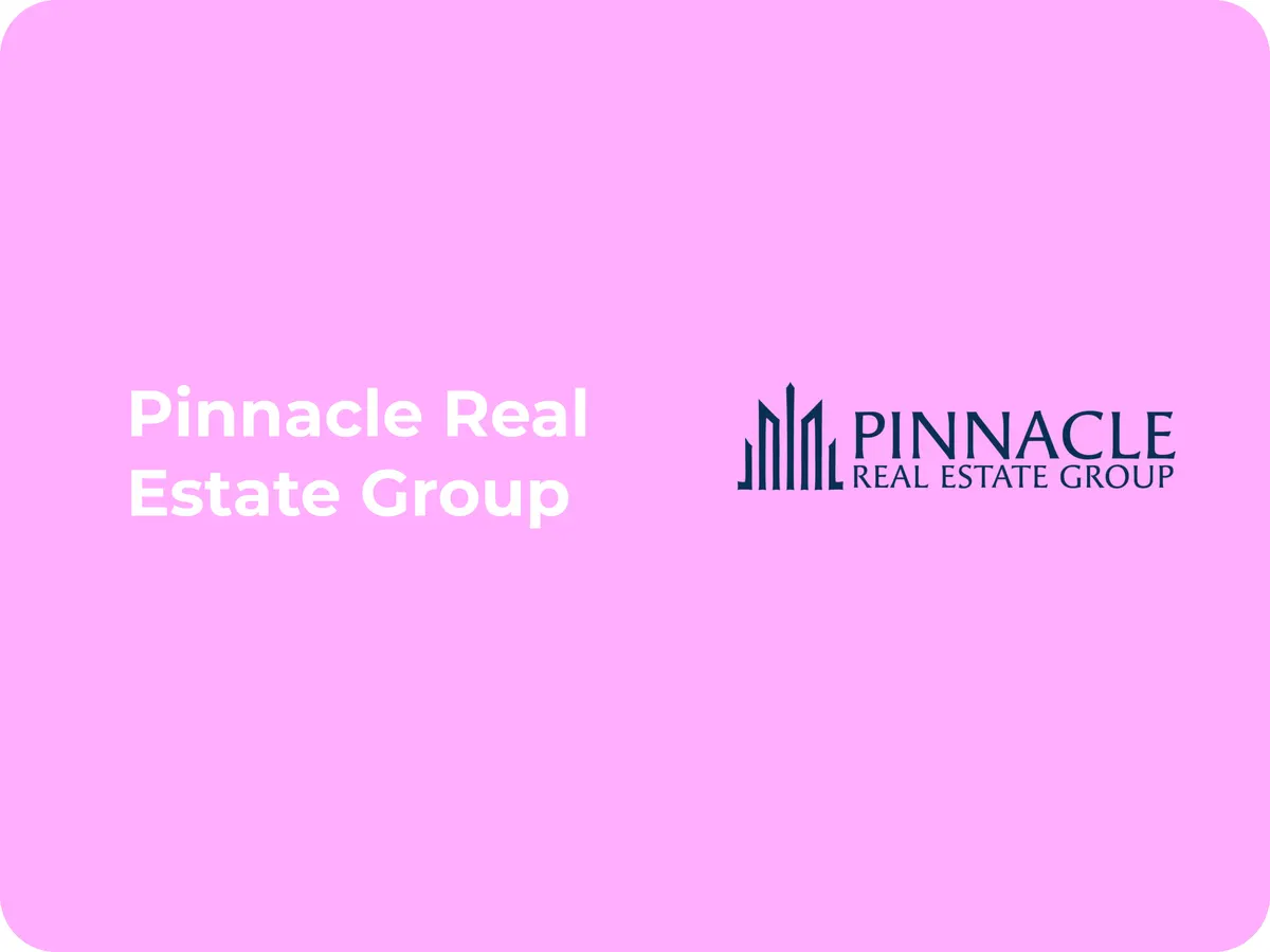 Pinnacle Real Estate Group logo on a pink background
